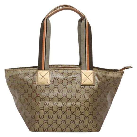 GUCCI GG Canvas GG Crystal Tote Bag Coated Canvas Gold - Picture 3 of 12